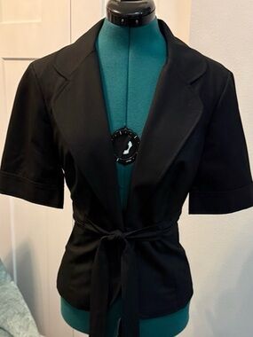 The Limited Black Short-Sleeve Tie-Waist Blazer